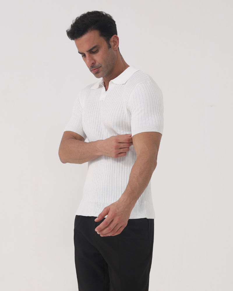 Ribbed Casual Cotton Polo