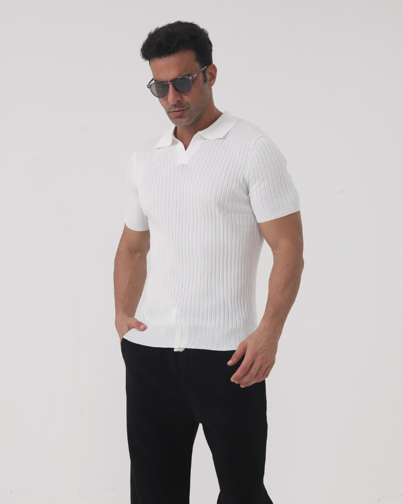 Ribbed Casual Cotton Polo