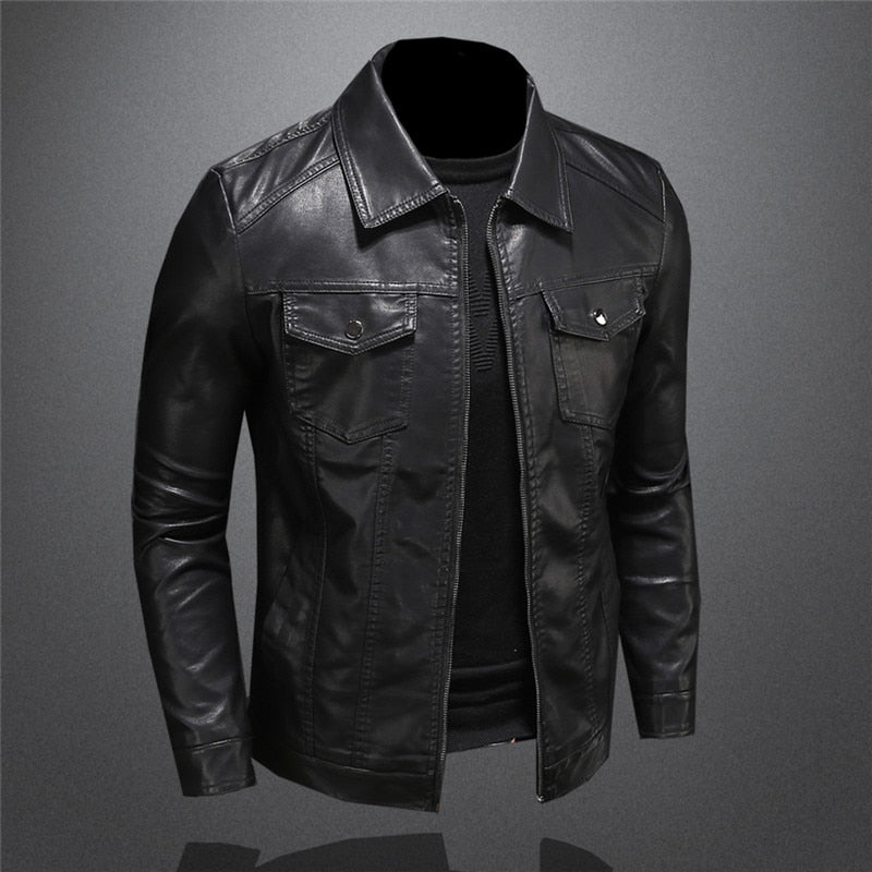 Black Casual Leather Jacket