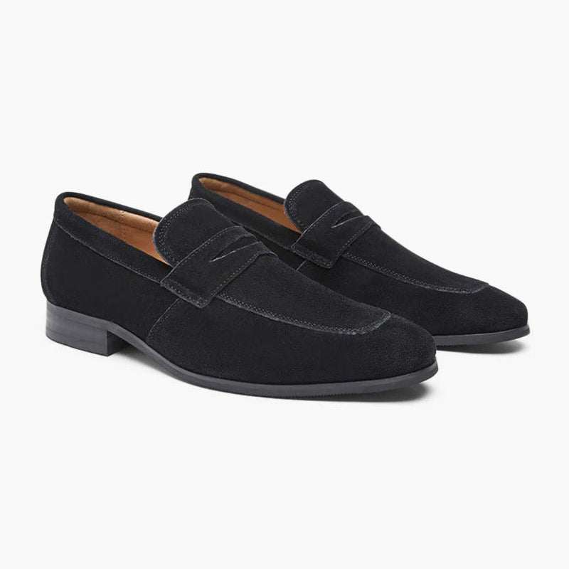 Low Suede Penny Loafers