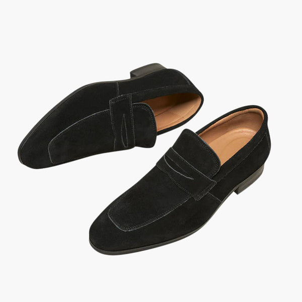 Low Suede Penny Loafers