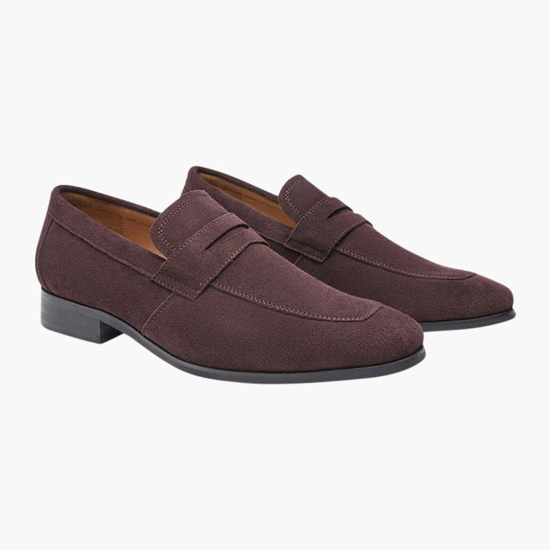 Low Suede Penny Loafers