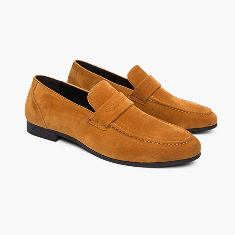 Low Suede Penny Loafers