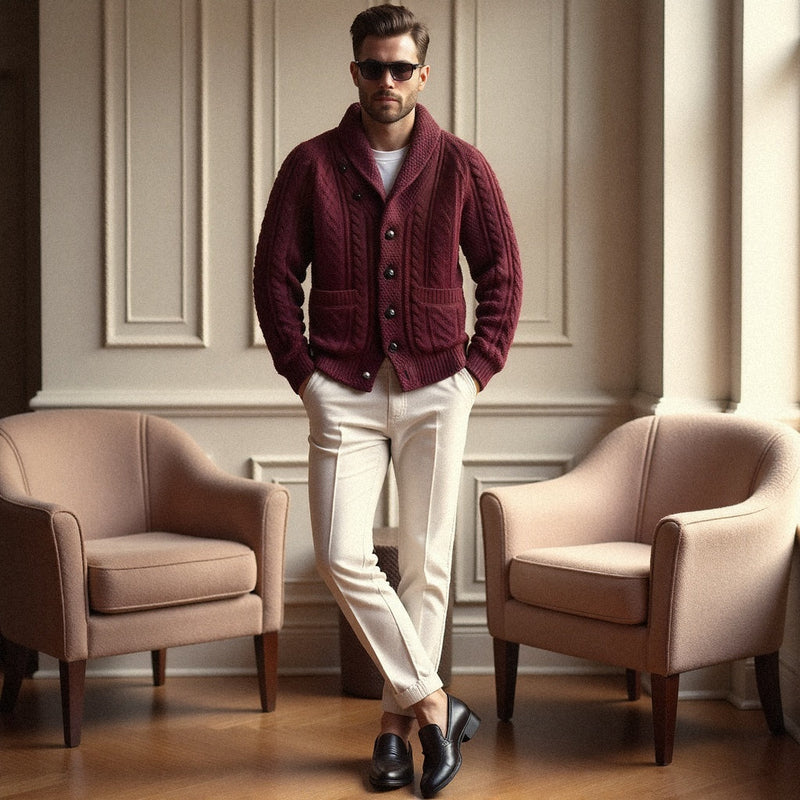 Men's Shawl-Collar Cardigan