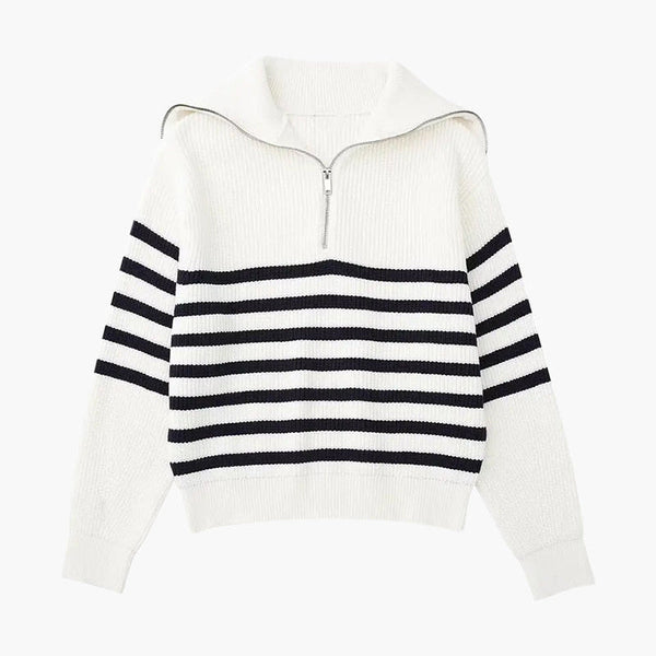 Striped Zip Up Sweater