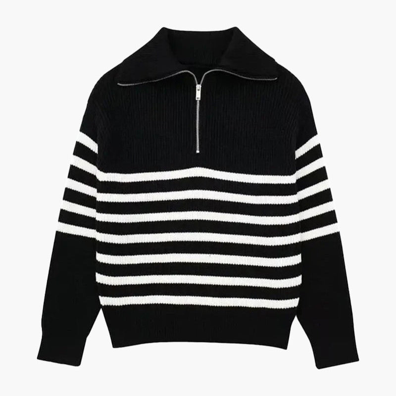 Striped Zip Up Sweater