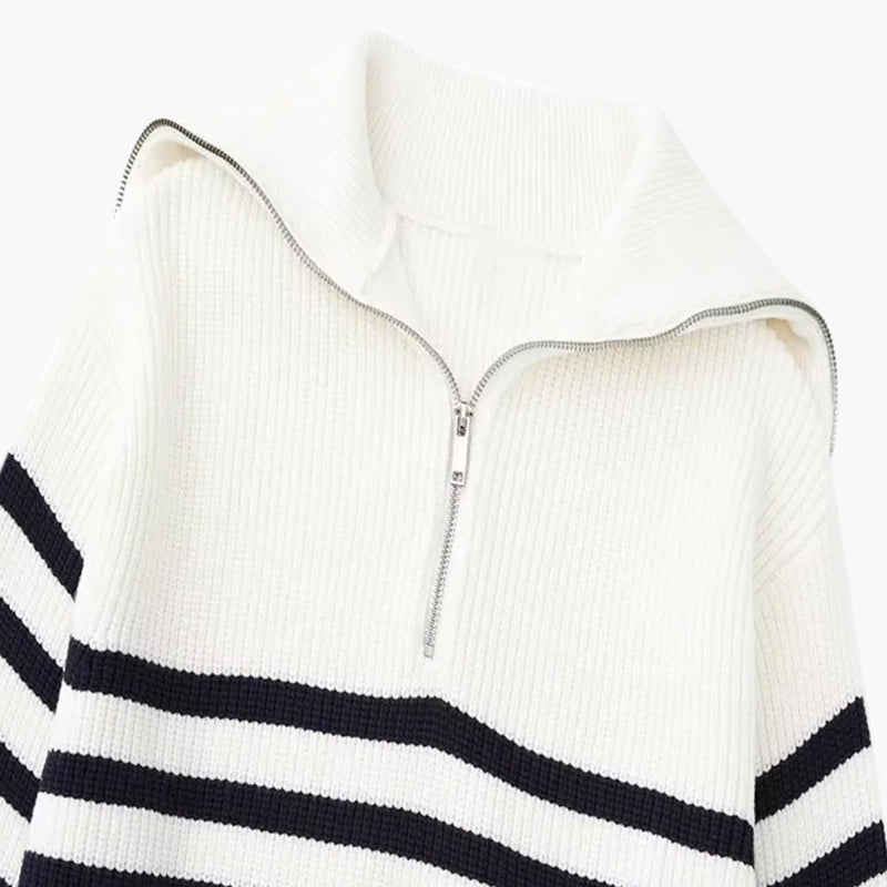 Striped Zip Up Sweater